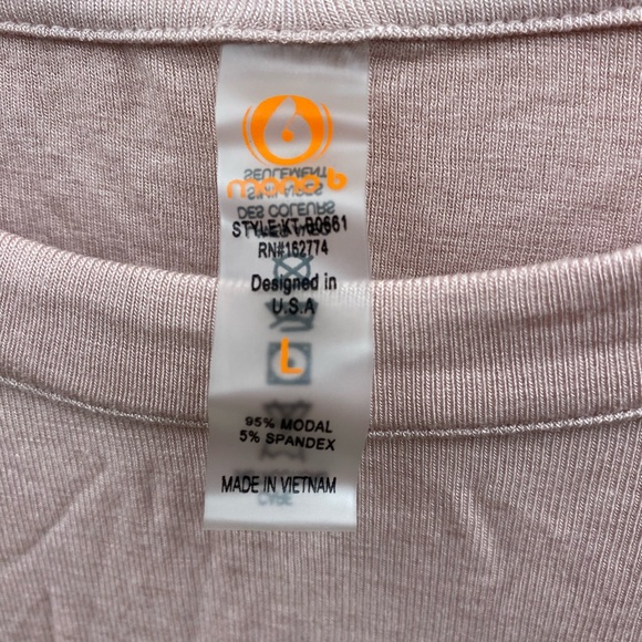 New Mono B Long Sleeve Side Swoop Crop Top Color Rose Size Large - Picture 6 of 10